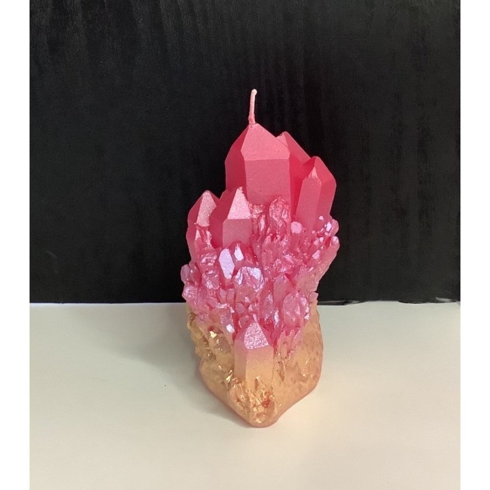 NEW Pink & Gold Quartz Formation‎ Shaped Candle